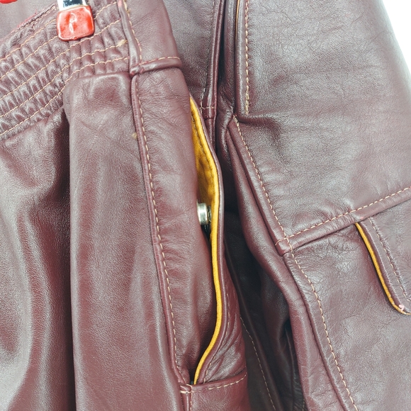 Taurus by Drospo Brown Leather Moto Jacket and Pants Size 12 - Picture 5 of 9